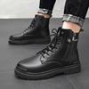 Fashion New Men's High Top Workwear Boots with British Style Retro Trendy Shoes Versatile Casual Shoes Fashionable Trendy Men's Shoes