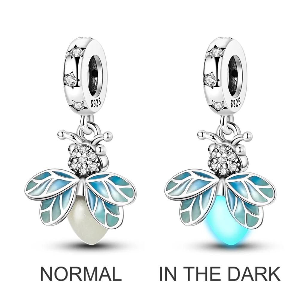 Copper Luminous Firefly Charms Beads Lovely Golden Glowworm Pendant Fit Original Bracelet Diy Women Jewelry Gift