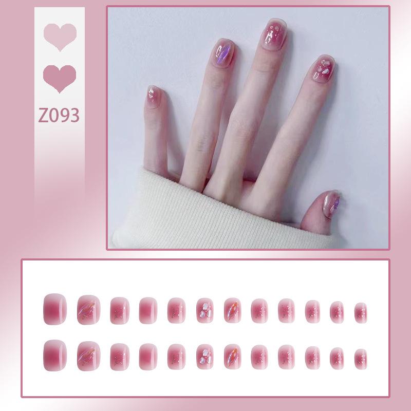 24 шт. носимые ногти поп-блестки Aurora Butterfly Blush накладные ногти для дизайна ногтей с набором для установки