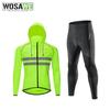 Комплекты для велоспорта WOSAWE Ветрозащитная куртка с капюшоном и длинные брюки с гелевой подкладкой