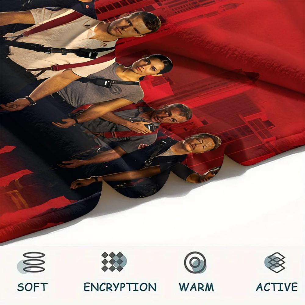 1PC Chicago Fire Print Flannel Blanket, High quality All Seasons, Home Decor, Warmth and Comfort, Perfect for Christmas Gifts