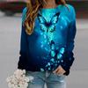Fall Autumn Women'S Fashion O Neck Long Sleeve T-Shirt Loose Clothes Golden Butterfly Print T Shirt For Girls Street