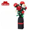 Креативная красная роза Ваза Растения Модель Строительные блоки Moc Романтичные Классические Цветы Букет Горшечные кирпичи Игрушки Подарок на День Святого Валентина