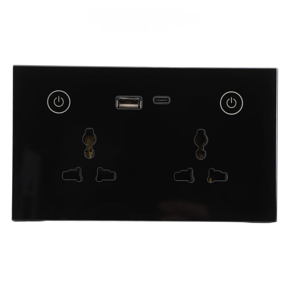 Smart Wall Outlet 2.4G WiFi Touch Light   Voice Control Smart Plug with USB and TYPE C   Port For   95‑250V
