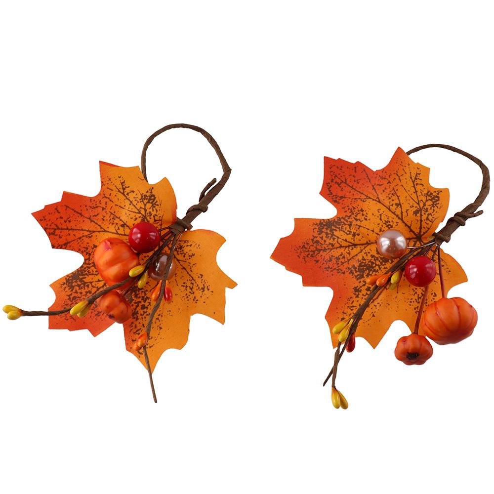 6Pcs Fall Themed Fall Napkin Ring Yellow Maple Pumpkin Napkin Ring  Table Decoration