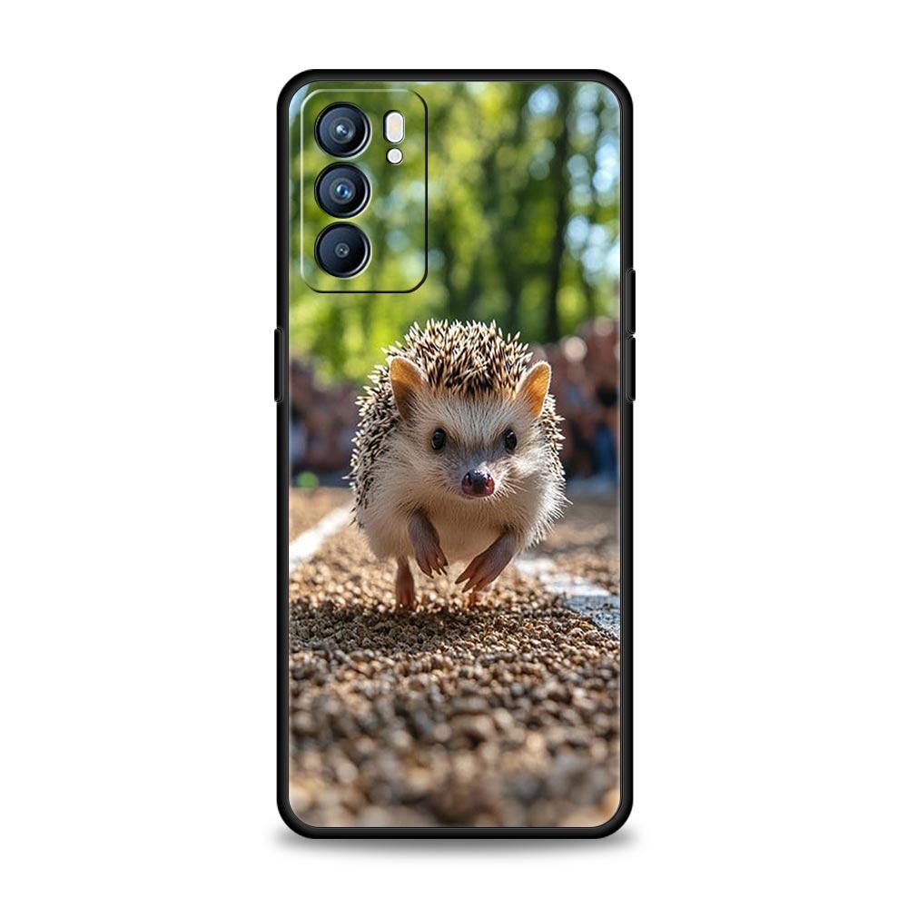 Милый чехол для телефона с ежиком для Oppo Reno13 Reno12 Reno11 F Reno10 Pro A54 5G Find X5 A53 A52 A9 A17 4G A79 A80 A98