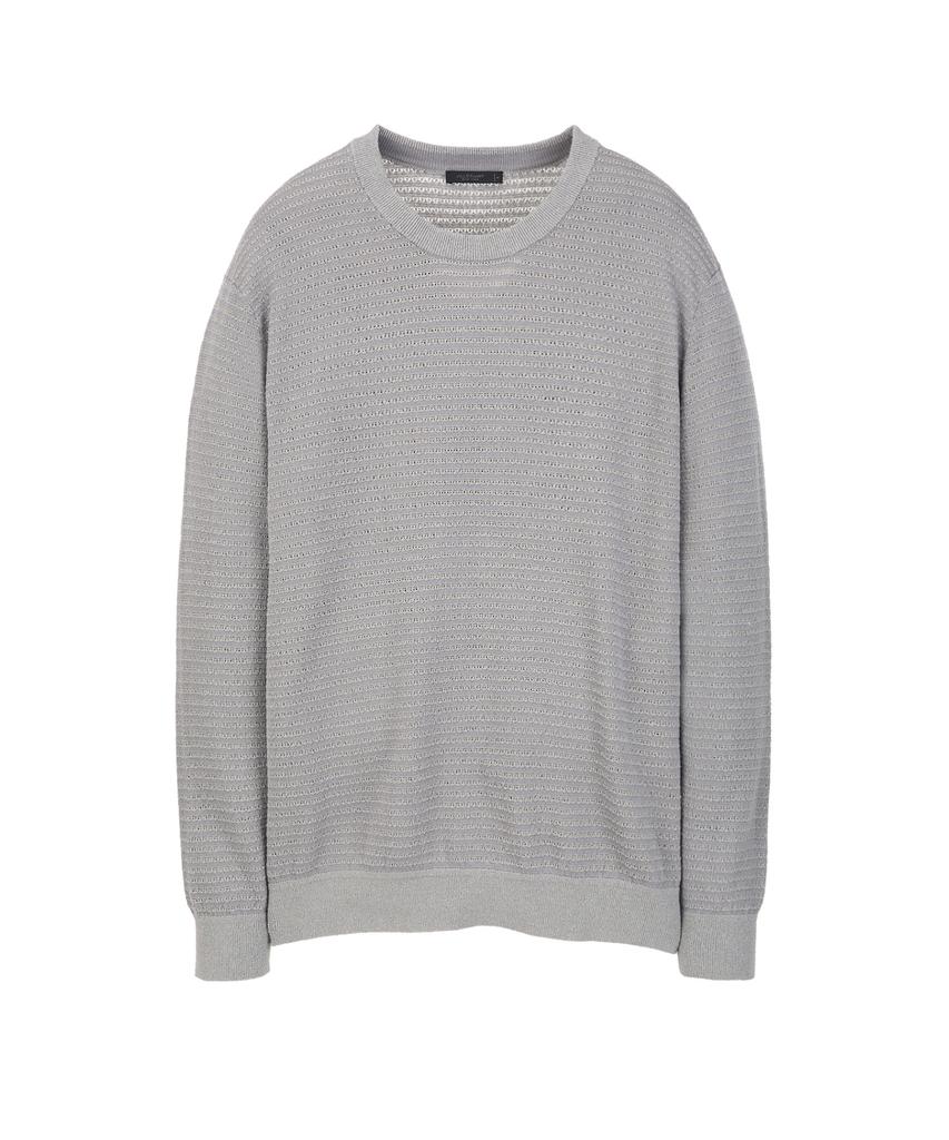 Jilseutyueoteunyuyogmaen Linen Blend Striped Crew Neck Knit - Gray (Jnsw6B409G2)