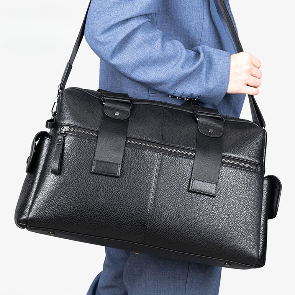 Мужская кожаная сумка большой вместимости для отдыха и путешествий, сумка из коровьей кожи для компьютера на короткие расстояния