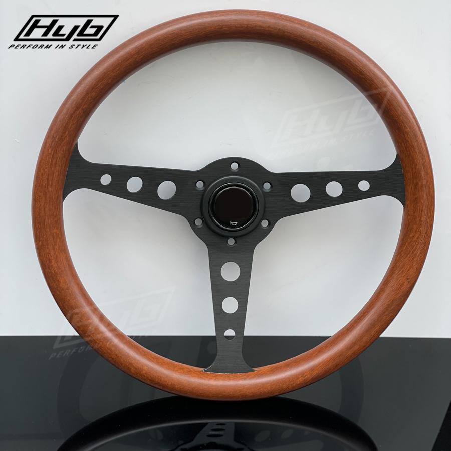 Universal Heritage Indy Wood Grain Steering Wheel 14inch Classic Racing Sports Car Steering Wheel