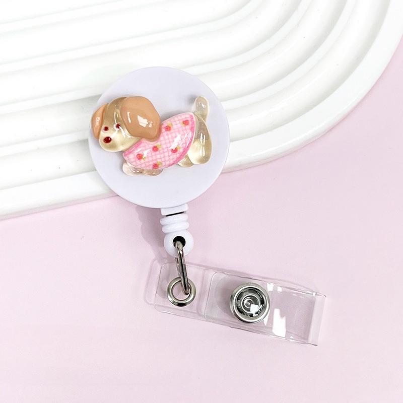 Cute Animal Retractable Badge Holder for Healthcare Workers60cm Extendable ID Card Reel with Secure Clip Puppy Design for Nurses