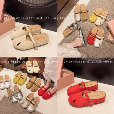 Ретро внутренняя увеличивающая высоту сумка-голова полушлепанцы женские летние и осенние для улицы новая трендовая сандалия и ленивая обувь