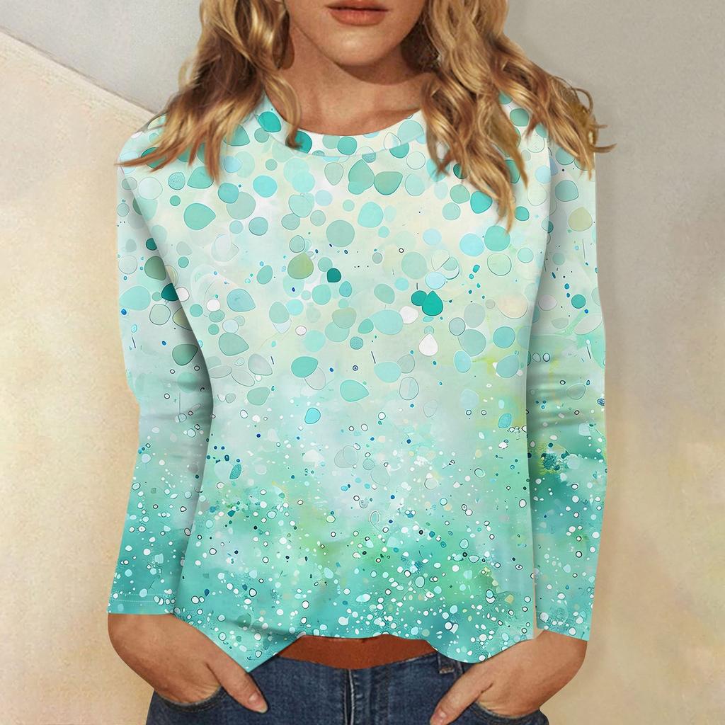 Женский модный повседневный пуловер с круглым вырезом и длинным рукавом с цветочным принтом