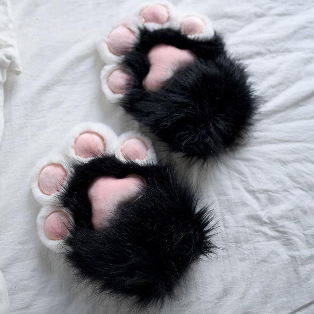 Fashion Cartoon Cosplay Costume Gloves Squeaky Kig Fursuit Kigurumi Plush Cat Paw Gloves Furry Warm Cosplay Props Gifts
