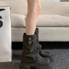Дизайнерская обувь для женщин Уличная мода Женские сапоги Удобные толстые подошвы Женские сапоги до середины голени Zapatos De Mujer