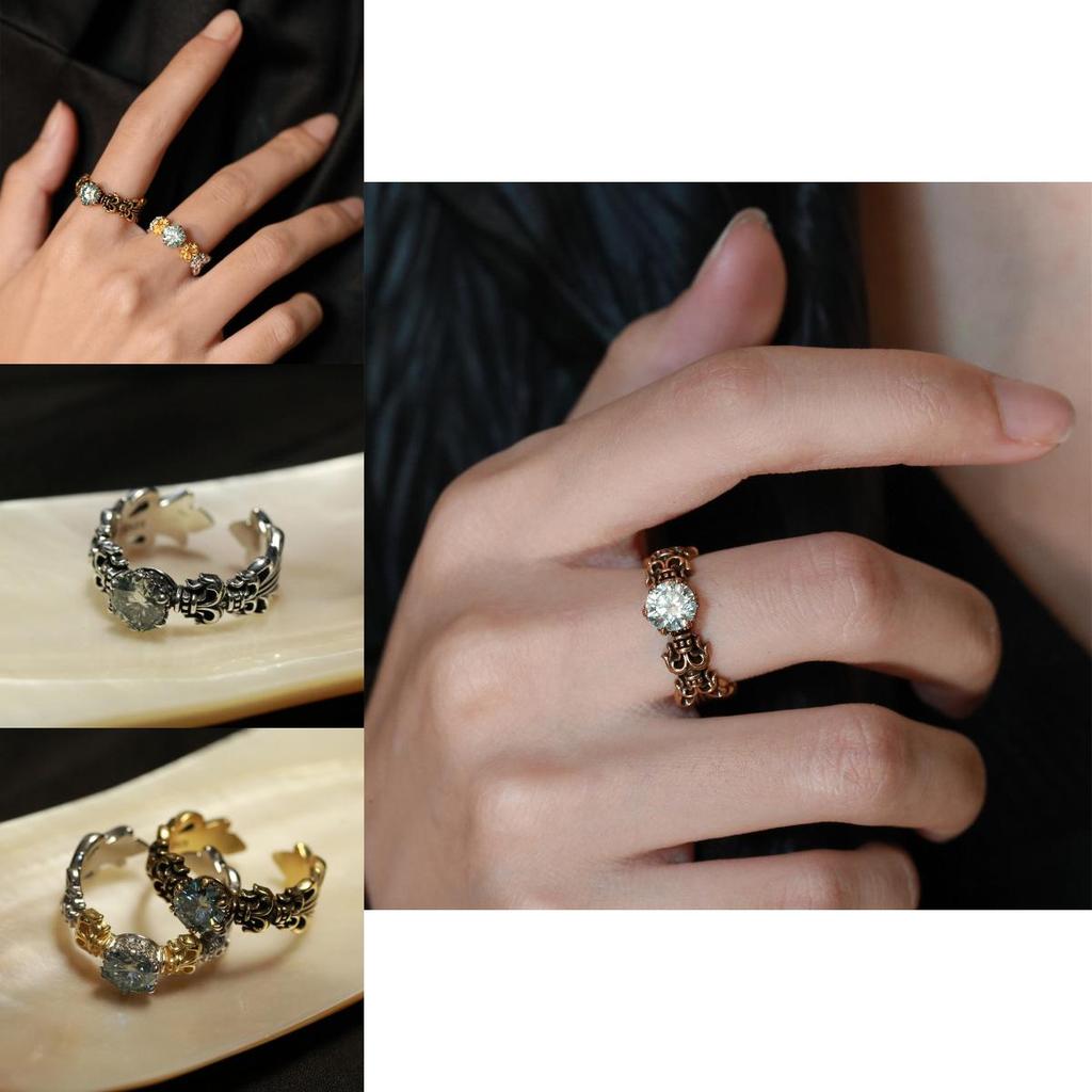 Elegant And Modern Iris Blue Moissanite Ring For Women Geometric Design Adjustable Size