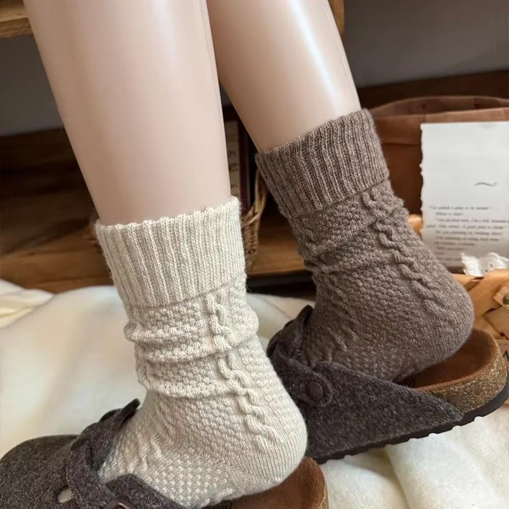 New Vintage Winter Socks Thickened Breathable Floor Socks Warm Soft Stacked Sock for Women