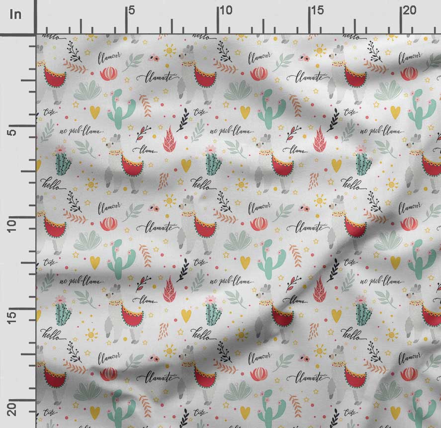 Soimoi Llama Alpaca Print,  Cotton Cambric, Quilting Fabric Sold by The Yard 42 Inch Wide, Medium Weight Cotton Fabric,
