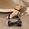 Fashion Women High Heel Sandals Summer Casual Female Shoes Woman Square Heel Open Toe Ankle Strap Ladies Sandalias Wedge Shoe 2024 New