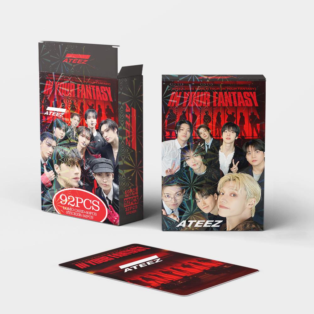 92 шт. K-pop ATEEZ Ломо-карточки и наклейки Мировой тур в вашей фантазии ATEEZ Фотокарточки Открытки