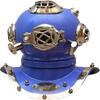 45.72 Cm Nautical Mark V Divers Diving Helmet Blue Handmade Marine Divers Solid Steel, Brass Scuba Diving Helmet Gift