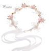 Повязка на голову для девочек, длинная прозрачная лента, регулируемое украшение из искусственного жемчуга, детский головной убор с цветком принцессы, свадебная вечеринка, аксессуары для волос, подарок на день рождения