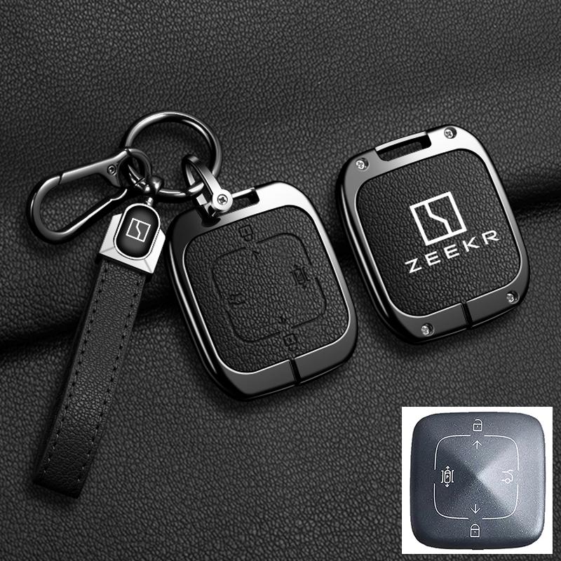 Декоративные накладки для Zeekr 7X 2024 2025 Сплав цинка Кожаный Чехол для брелока автосигнализации Защитный корпус Держатель Автомобильный брелок