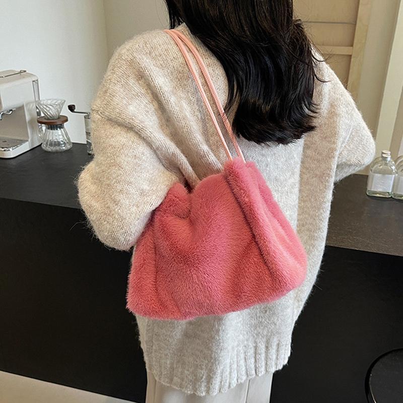 Новая плюшевая сумка-ведро для осени и зимы, женская высококачественная текстурная нишевая дизайнерская сумка-тоут для通勤