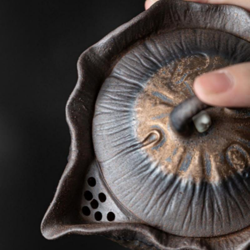 Ретро Керамический Чайник с Ручкой Bodhi Lotus Грубая Керамика Глянцевая Железная Глазурь Чайник для Заваривания Чая Высококачественный Чайник для Кунг-фу Чайная Церемония