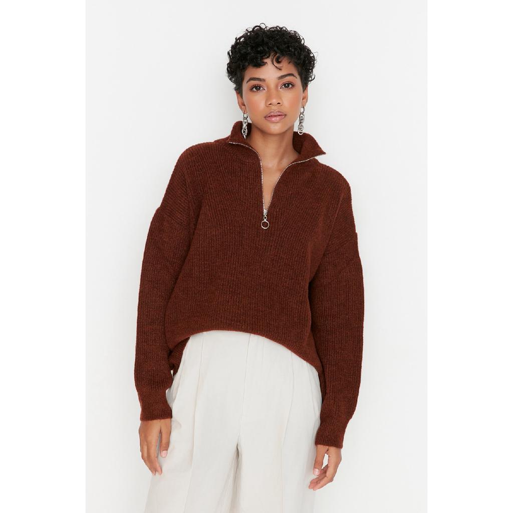 Мягкий текстурированный трикотаж антрацитового цвета на молнии Twoaw20xs0009