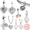 Fall New 925 Sterling Silver Love Map Charm Pendant Freshwater Pearl Fit Original Bracelet Women Jewelry DIY