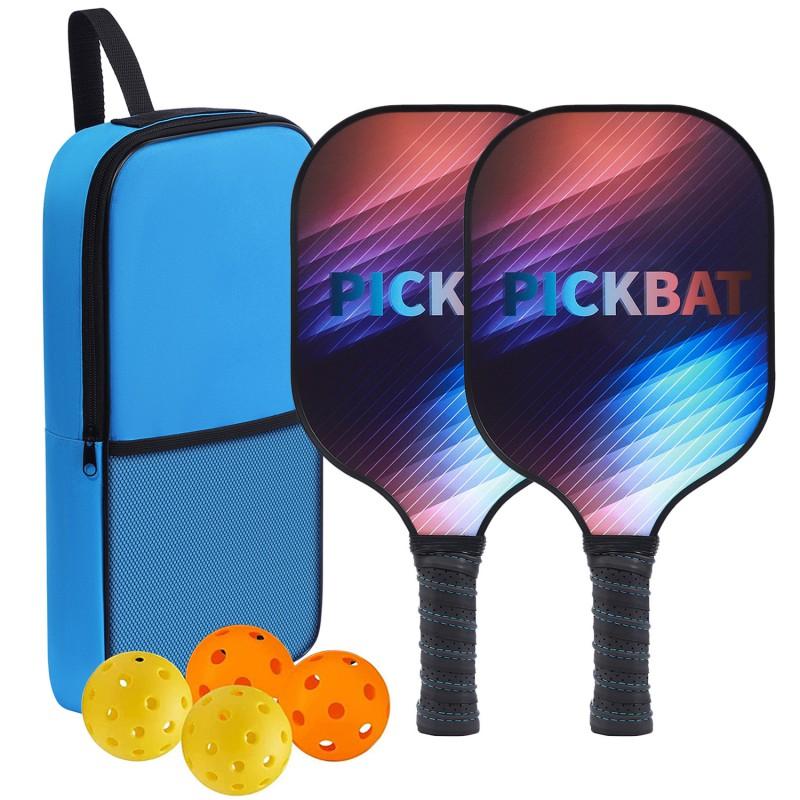 Pickleball Paddle Set With 4 Balls Carry Bag USAPA Certified Honeycomb Core Fiberglass Racket Beginners Recreational