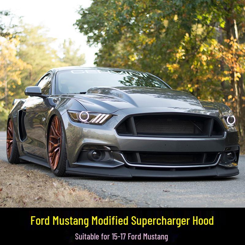 15-17 Ford Mustang Carbon Fiber Supercharged Heat Dissipation Hood