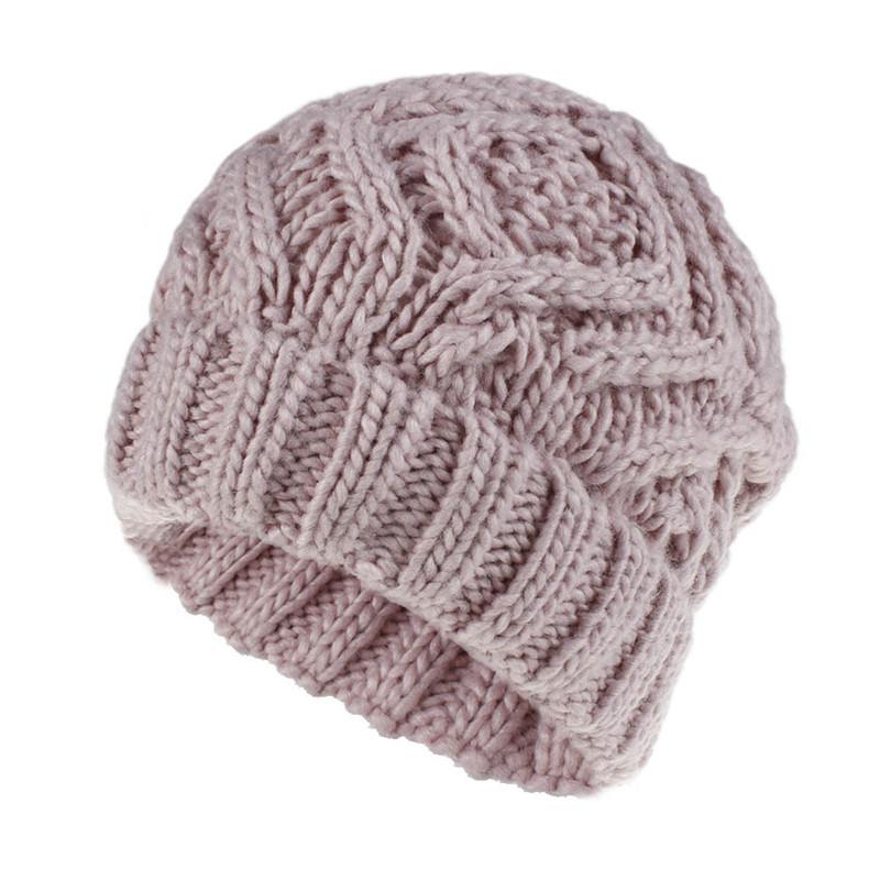 Fashion Autumn Winter Hats for Women Geometric Wool Knitted Hat Solid Handmade Beanie Cap Gorros Mujer Invierno Female Bonnet