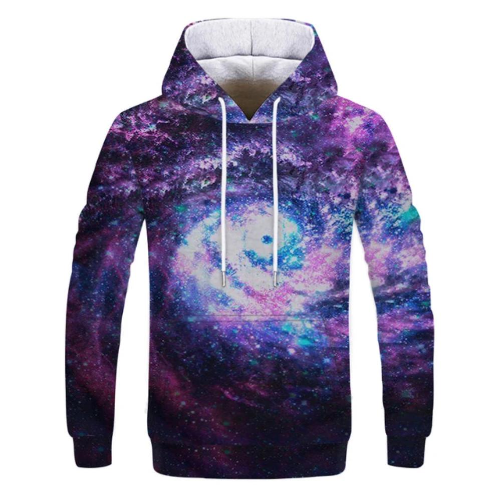 Space Galaxy Sweatshirt Men 3D Print Hoodie Men Women Loose Hoodie Vintage Kids Hoodie Long Sleeve Coat Purple Nebula Clothing