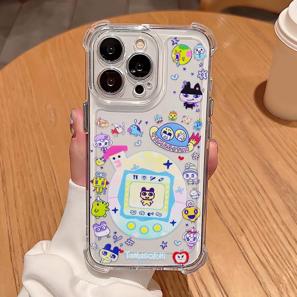 Чехол-брелок Tamagotchi для iPhone 16e 16 15 14 13 12 11 Mini Pro Max X XR XSMax 7 8 Plus, противоударный, прозрачный