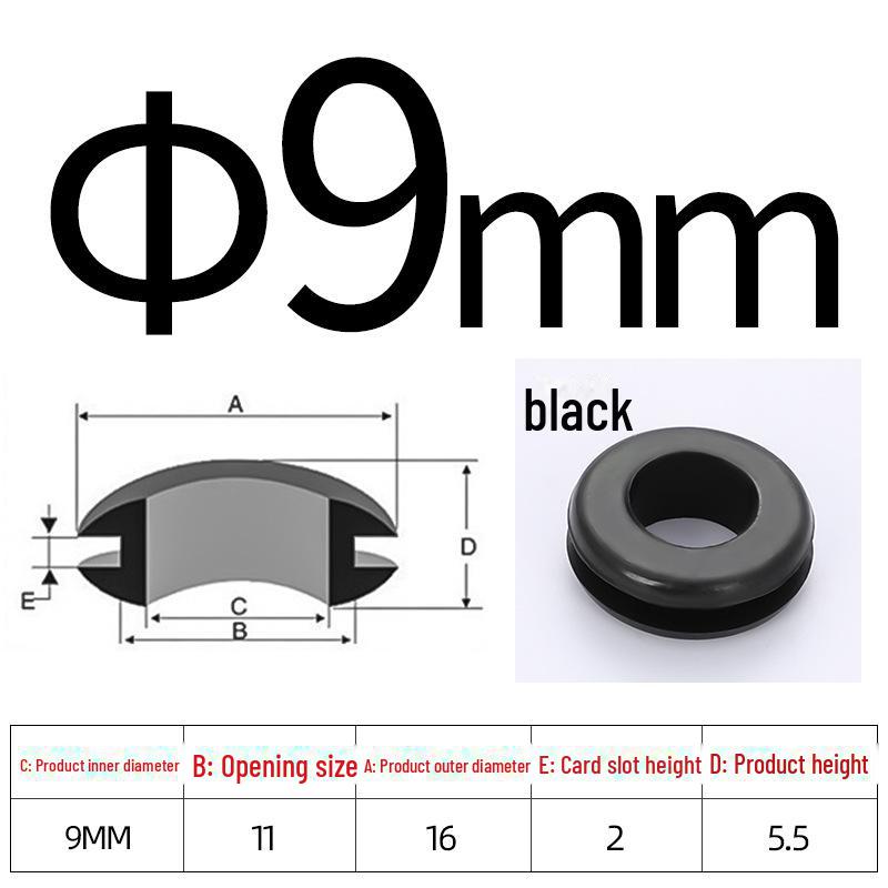 Черное двухстороннее резиновое защитное кольцо для провода