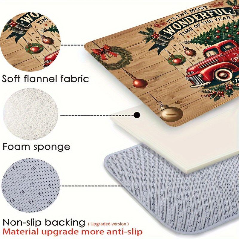Vintage Red Truck Welcome Mat Indoor Outdoor Entrance Doormat Kitchen Bedroom Bathroom Entryway Rug Christmas Home Decor