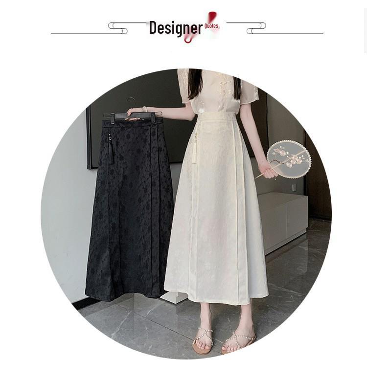 Летняя женская ретро жаккардовая миди-юбка с высокой талией 2024