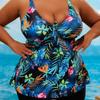 Women's Plus Size Swimsuit Digital Printing Fancy Split Fashion Swimsuit Sexy Beachwear