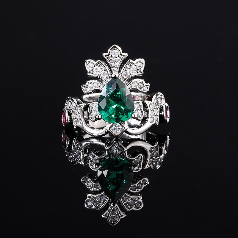 Ювелирное кольцо изумрудного цвета голубиной крови Treasure Crown Универсальное модное пригородное винтажное женское