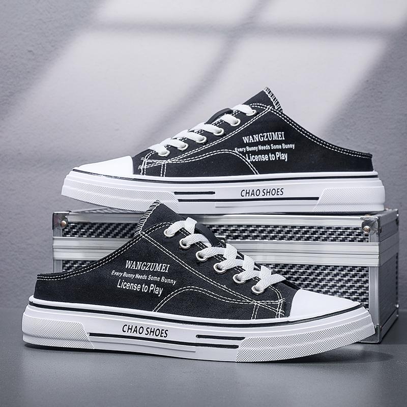 2024 Men's New Casual Canvas Half Slippers Spring and Autumn Men's Outdoor Sports Versatile Casual Shoes Tenis Masculino