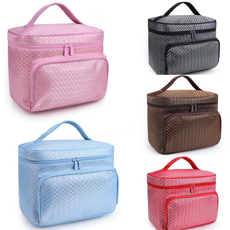 Большая косметичка с алмазной решеткой, женская водонепроницаемая профессиональная косметичка, мыть Necessaire Travel O