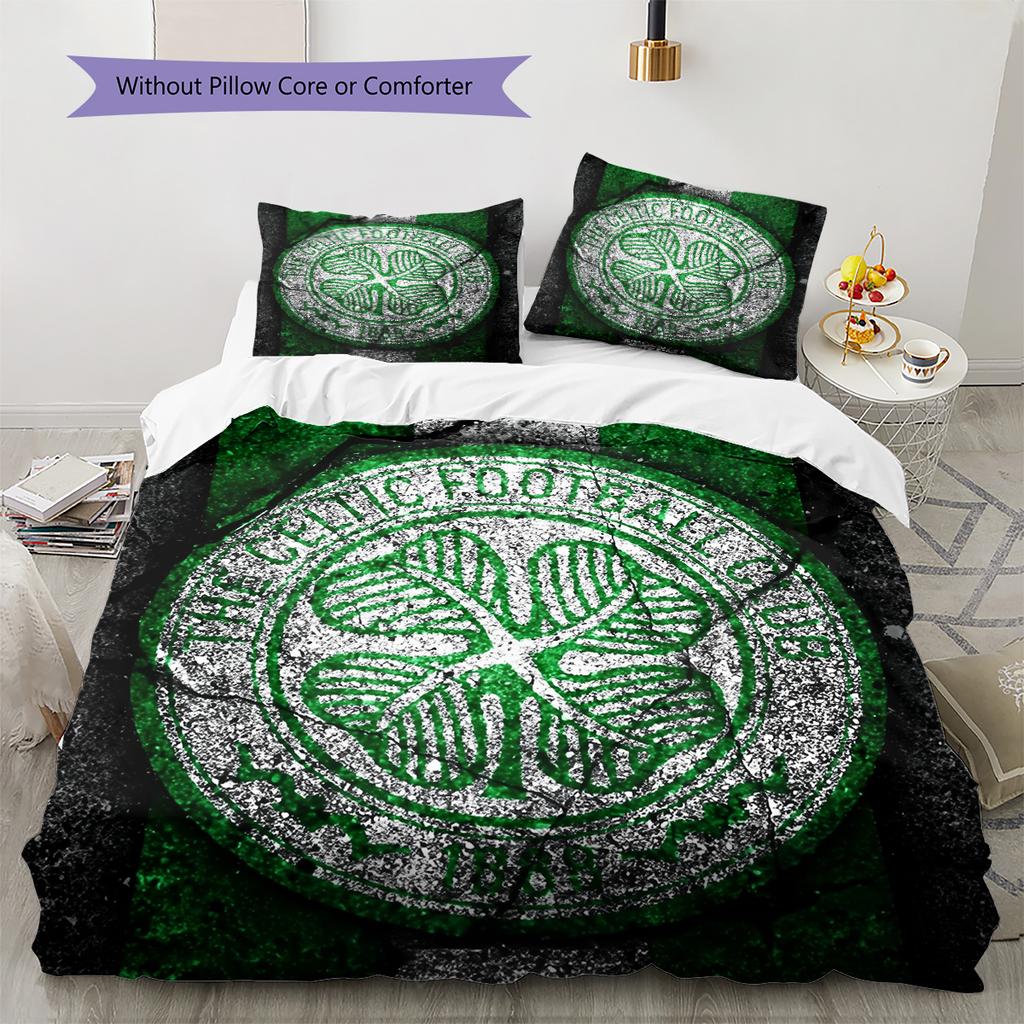 Футбольный клуб «Селтик» Узорный Комплект Постельного Белья Одеяло Домашний Декор Подарок (1 пододеяльник + 2 наволочки без наполнителя)