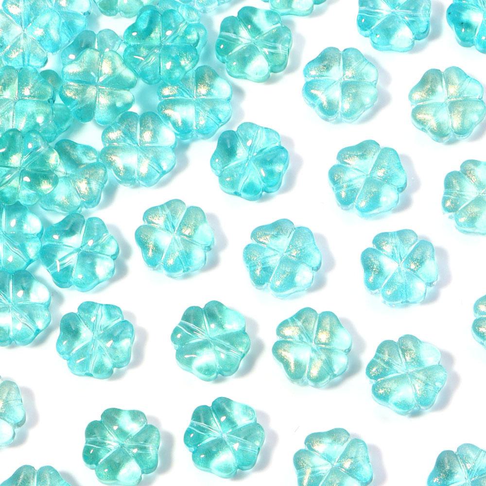 50pcs/lot 10mm Colorful Four-leaf Clover Shape Lampwork Beads For Jewelry Making Loose Spacer Glass Beads DIY Bracelet Earrings