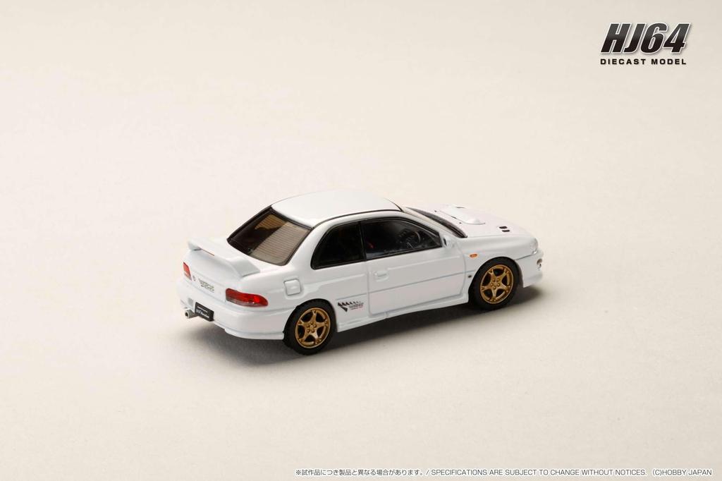 HJ64 1/64 Scale Subaru Impreza PURE SPORTS COUPE WRX type R STi Version (GC8) Feather White (Finished Model) HJ641079AW