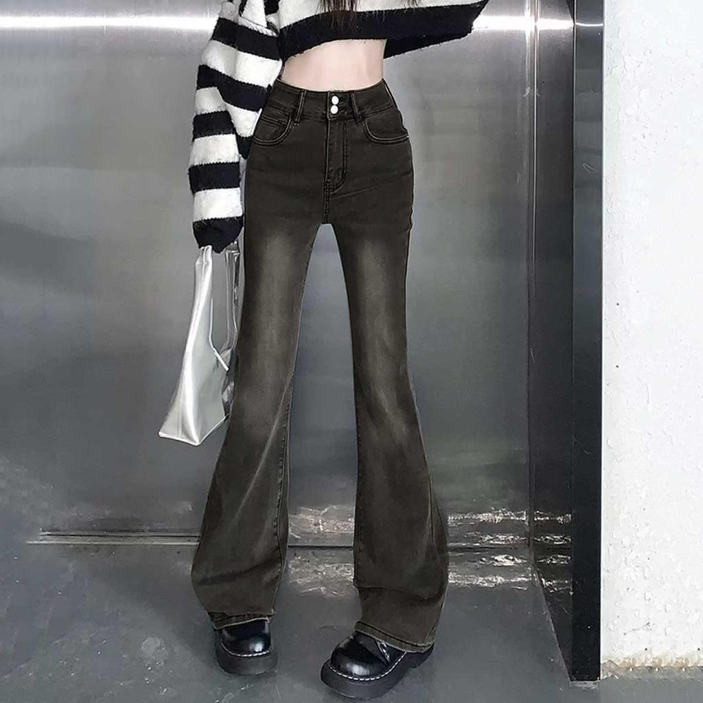 Расклешенные джинсы с высокой талией для женщин, новые, большие размеры, повседневные, маленькие, свободные, прямые, широкие брюки-подковы