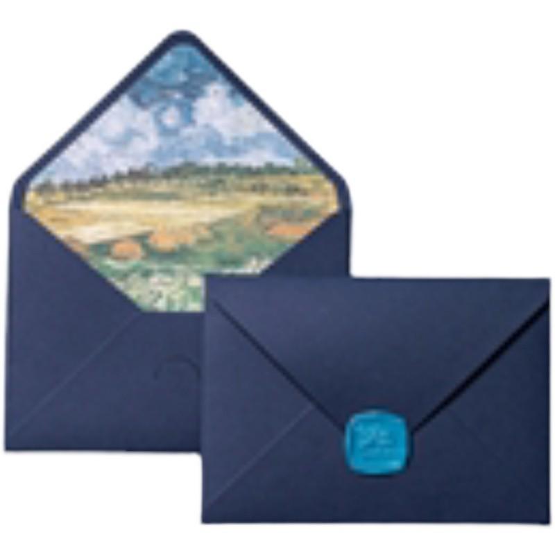 Van Gogh Blue Romantic Lined Envelope with Gold Logo Stamping for Invitations and Postcards