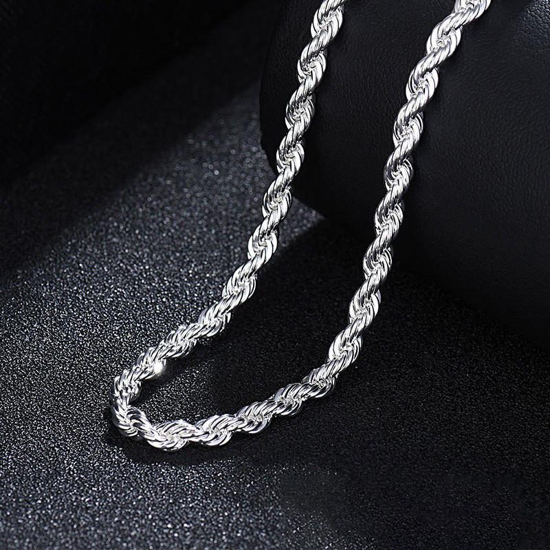 925 Sterling Silver 16/18/20/22/24 Inch 4mm Twisted Rope Chain Necklace For Women Man Fashion Wedding Charm JewelryGood product
