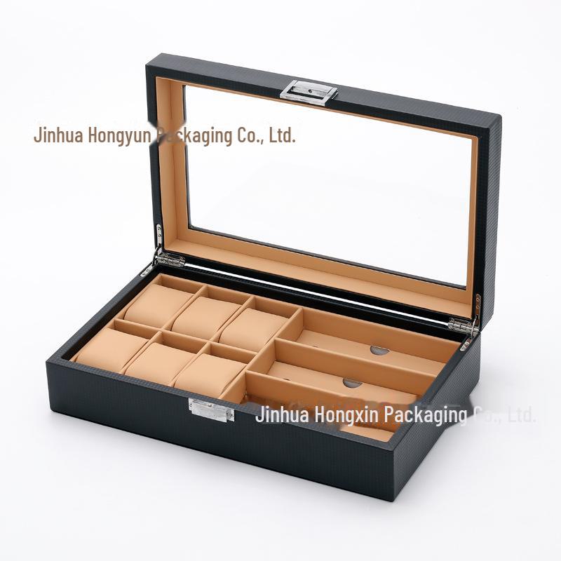 Роскошная многопозиционная шкатулка для часов и ювелирных изделий из углеродного волокна
