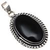 Pendant Black Obsedian Gemstone Handmade Silver Jewelry 2.25"